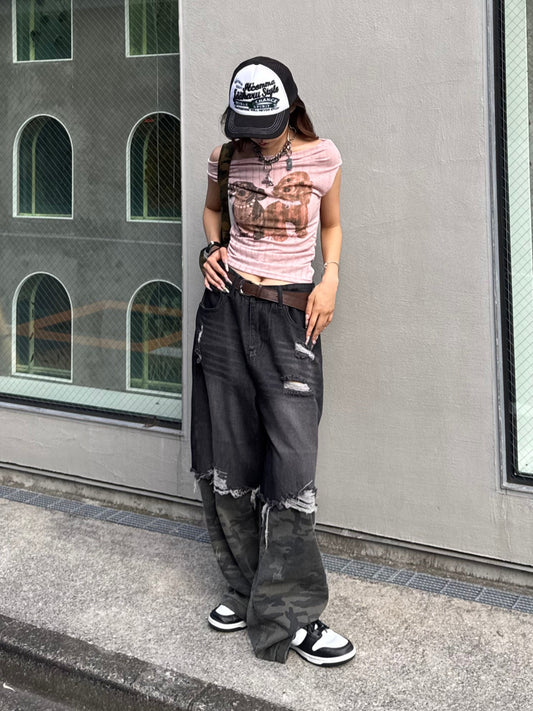 ドッグプリントオフショルトップス DPB86101