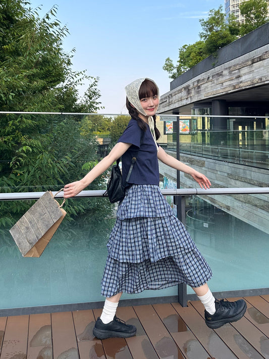 チェックロングティアードスカート DPA43432