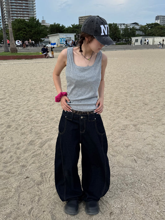 ワイドレッグステッチデニムパンツ DPB85333