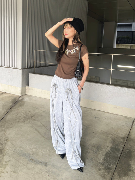 レースアップスウェットワイドパンツ DPB79192