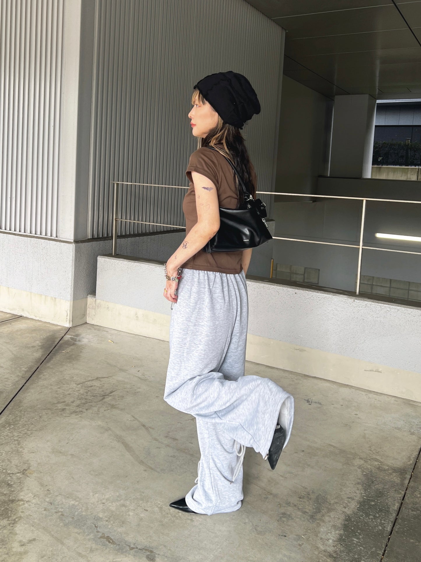 レースアップスウェットワイドパンツ DPB79192