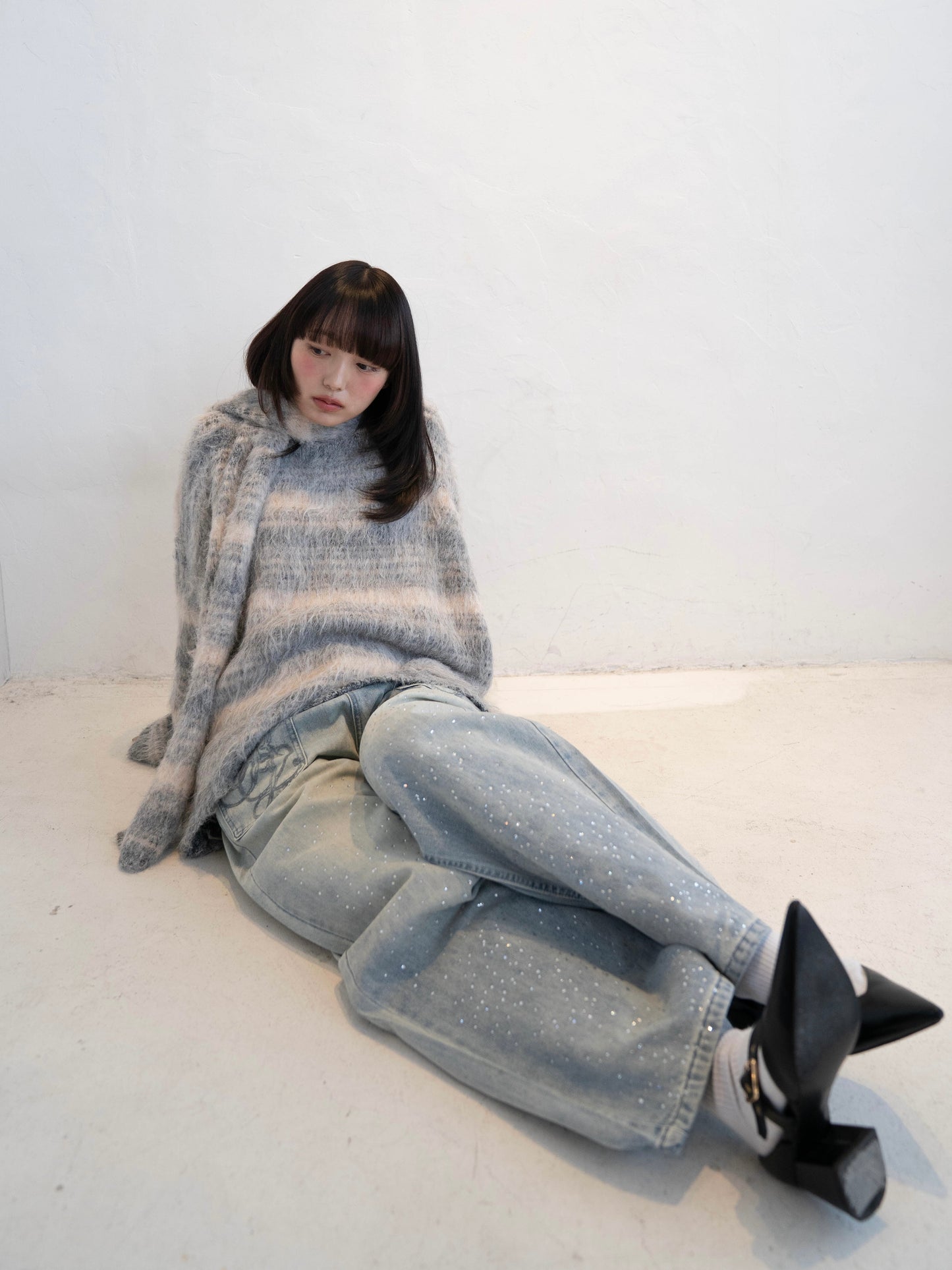 ラメストレートデニムパンツ DPC02014