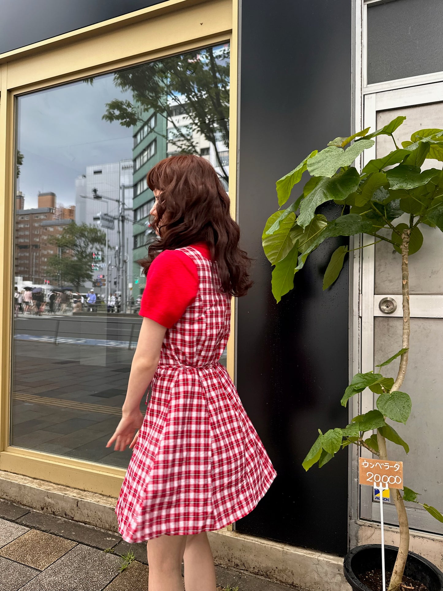 レッドチェックレトロワンピース DPA43363