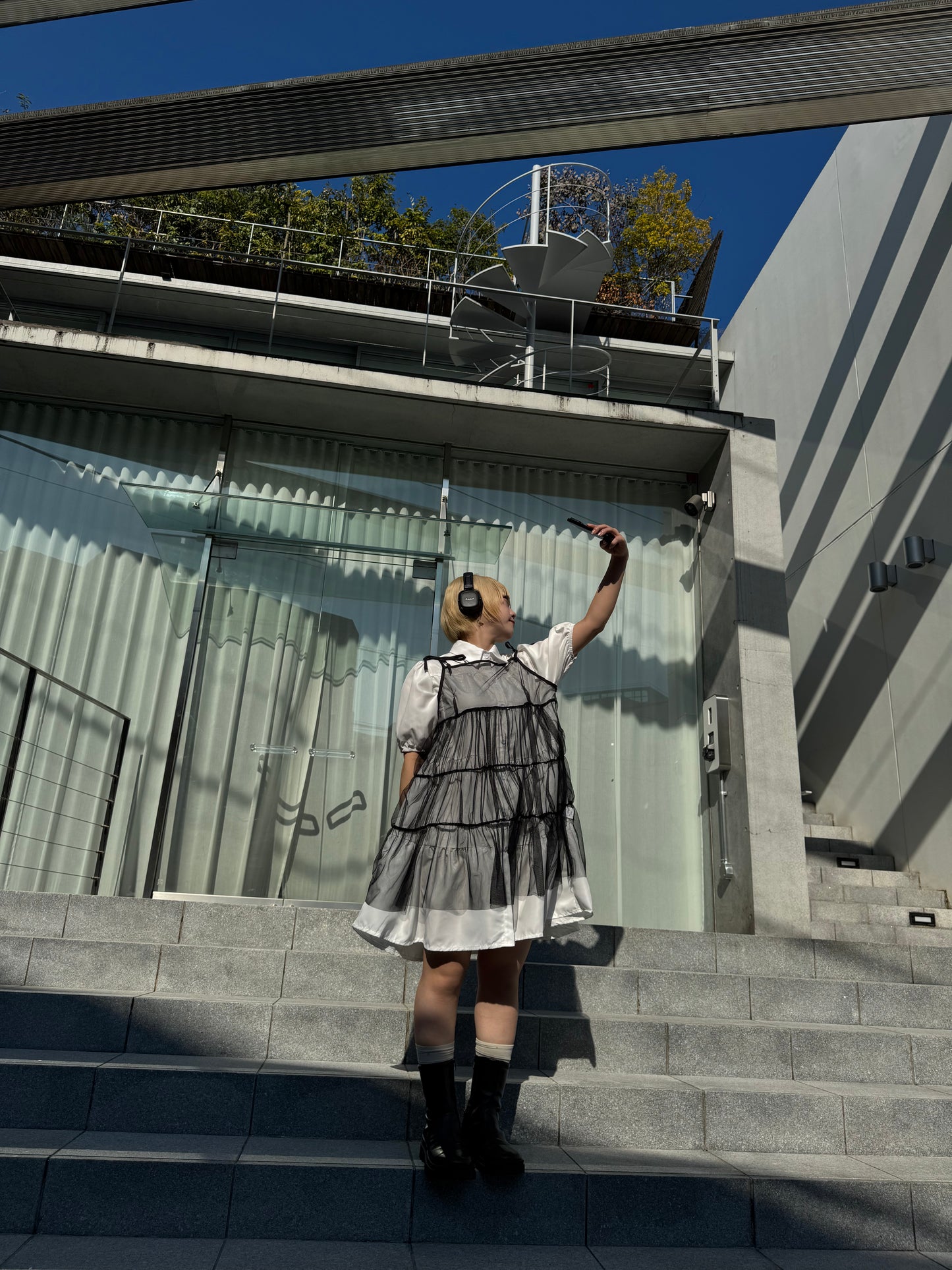 ショルダーリボンチュールワンピース DPB76128