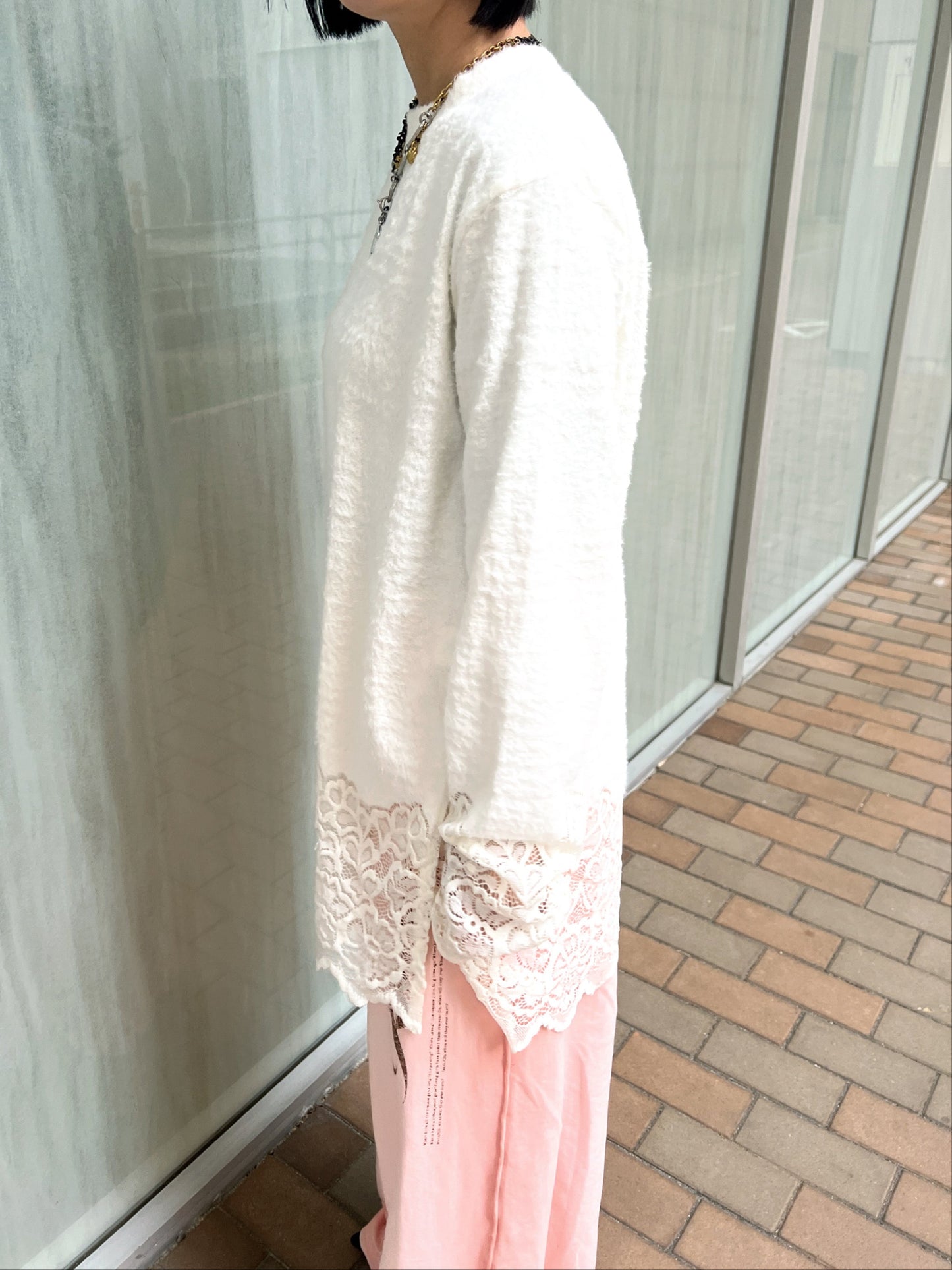 レースデザインロングTシャツ DPB79115