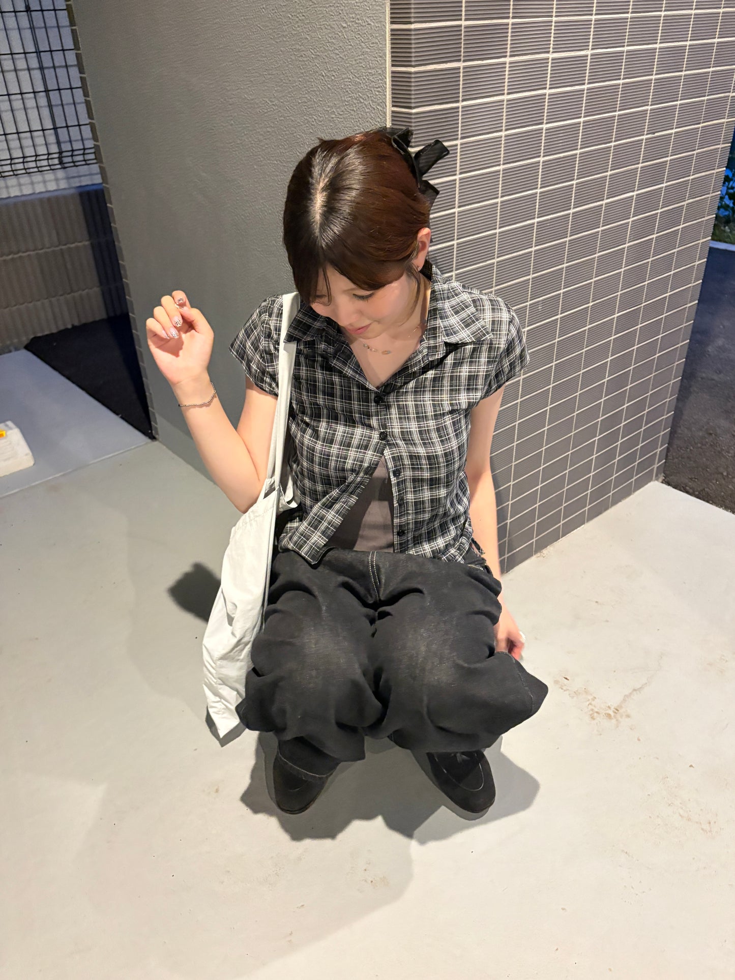 ドローストリングショートチェックシャツ DPC08050