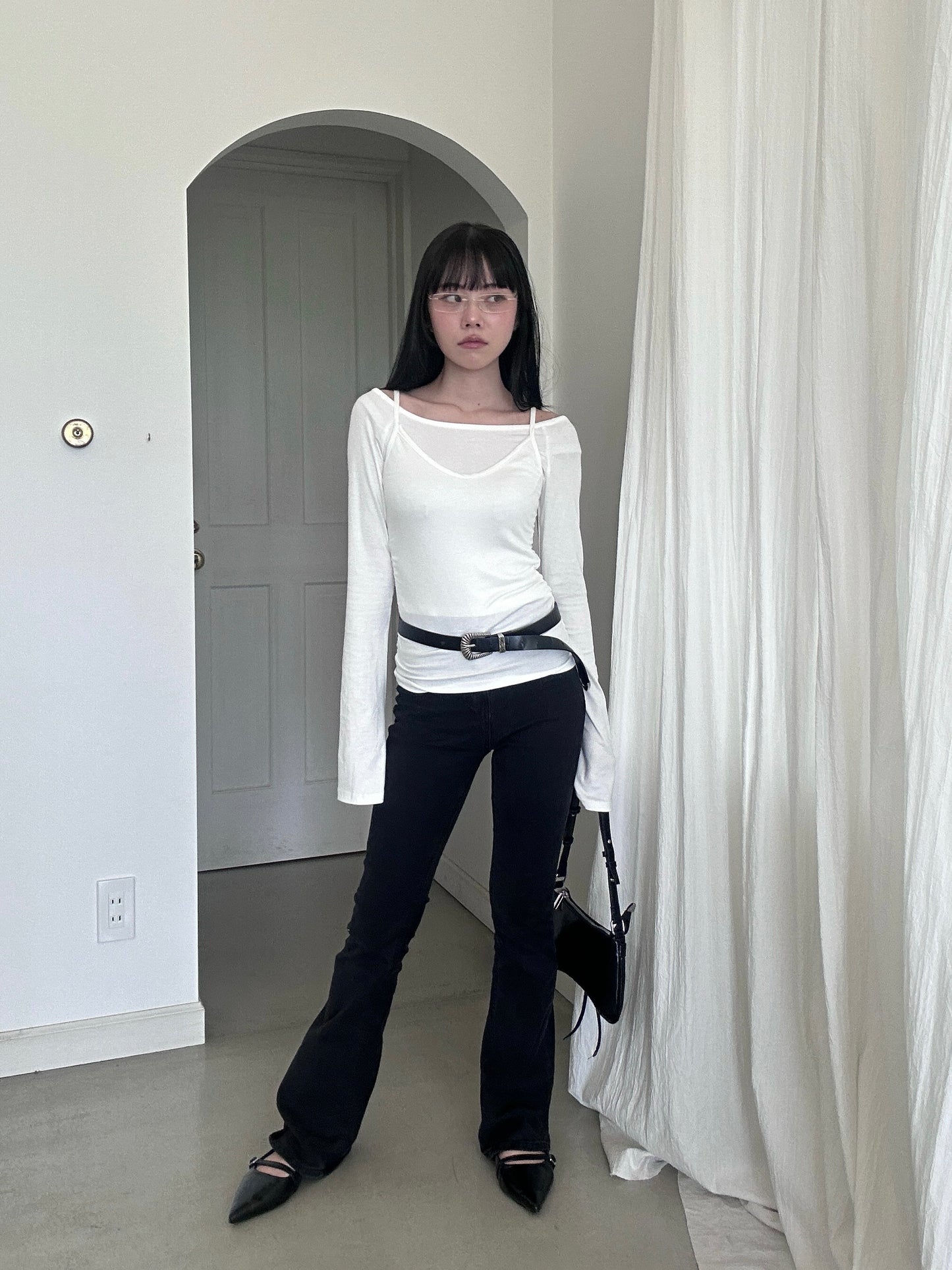 ダブルシャツホワイトトップス DPB43322