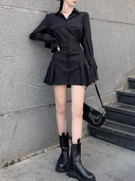 ブラックミニシャツワンピース DPB71323