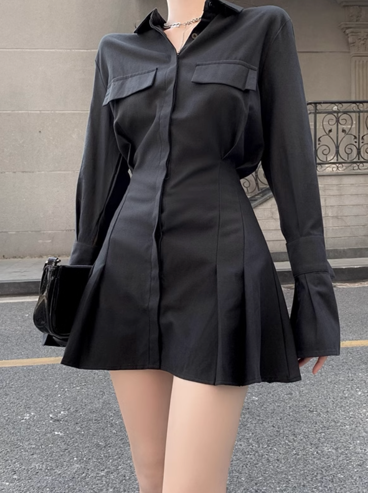 ブラックミニシャツワンピース DPB71323