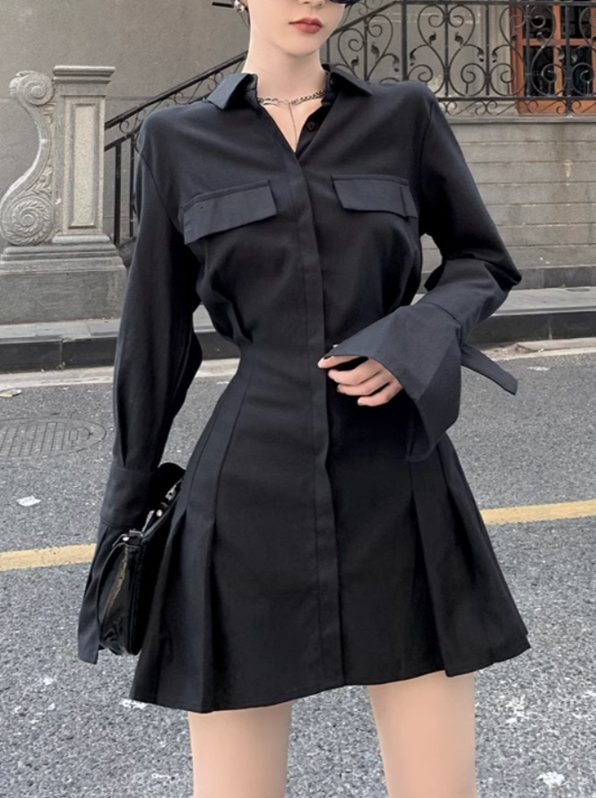 ブラックミニシャツワンピース DPB71323 – CRAMMY ブラックミニシャツワンピース DPB71323 – CRAMMY