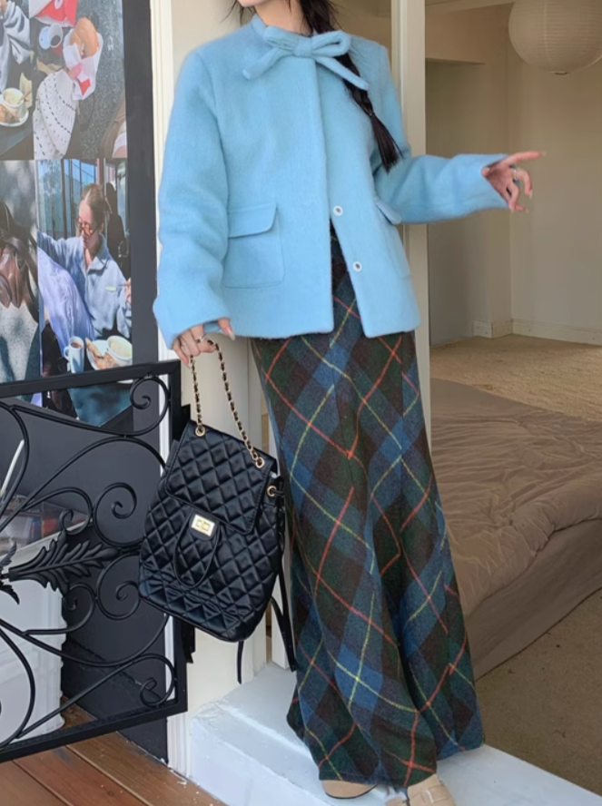 Aラインチェックロングスカート CPA42266