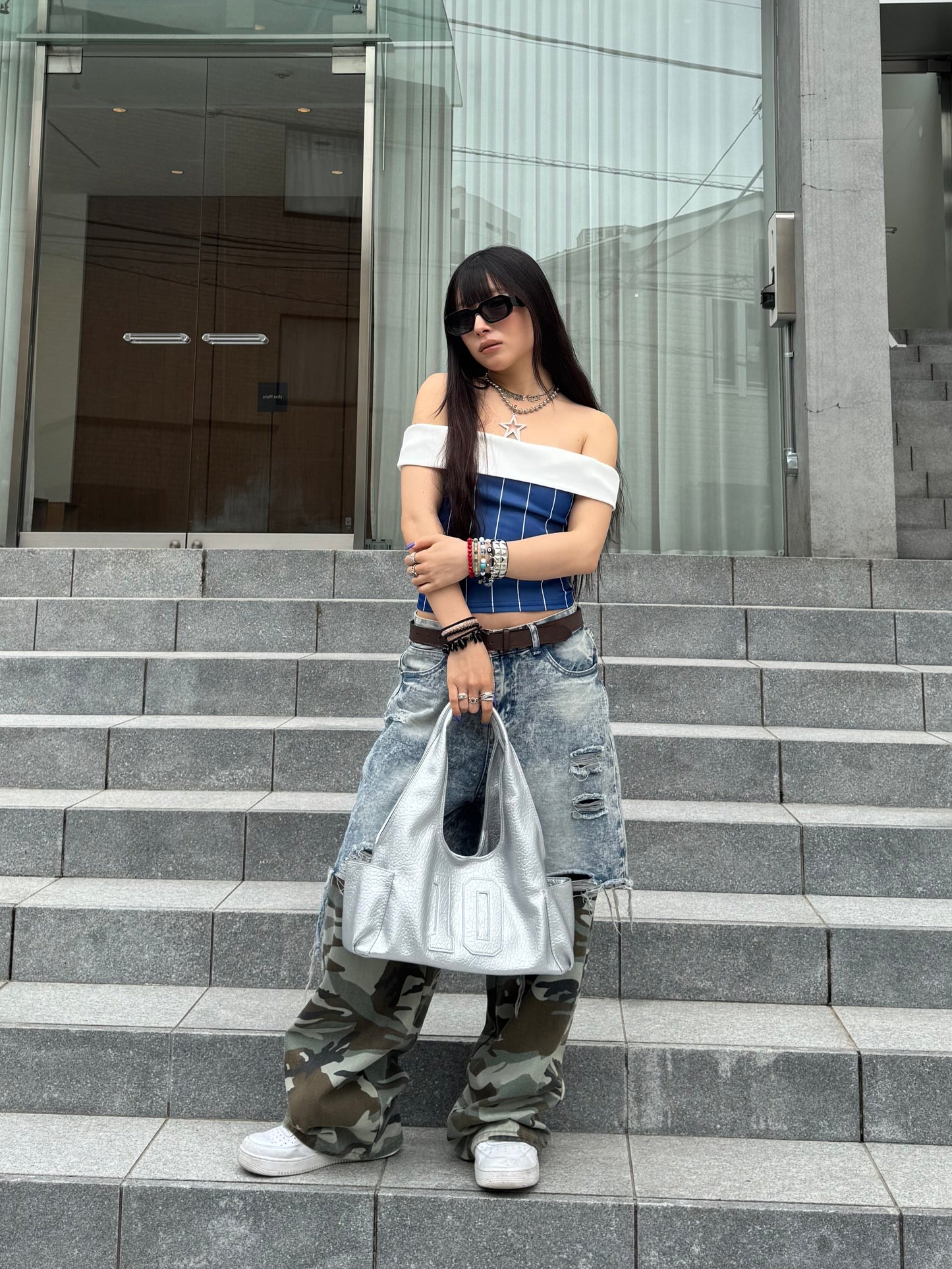 ナンバーオフショルダートップス DPB86053