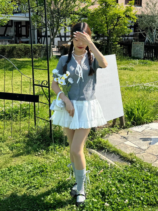 リボン半袖リブニット CPA45012