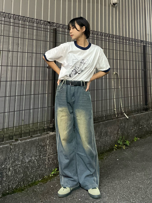 ラインワイドデニムパンツ DPB64024