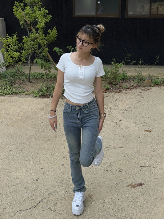 ラインストーンデニムパンツ DPB42452