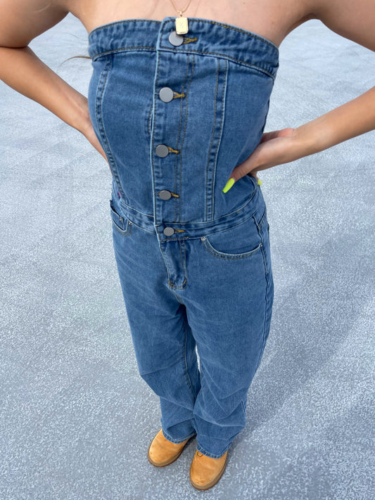 オフショルデニムオールインワン DPB73075