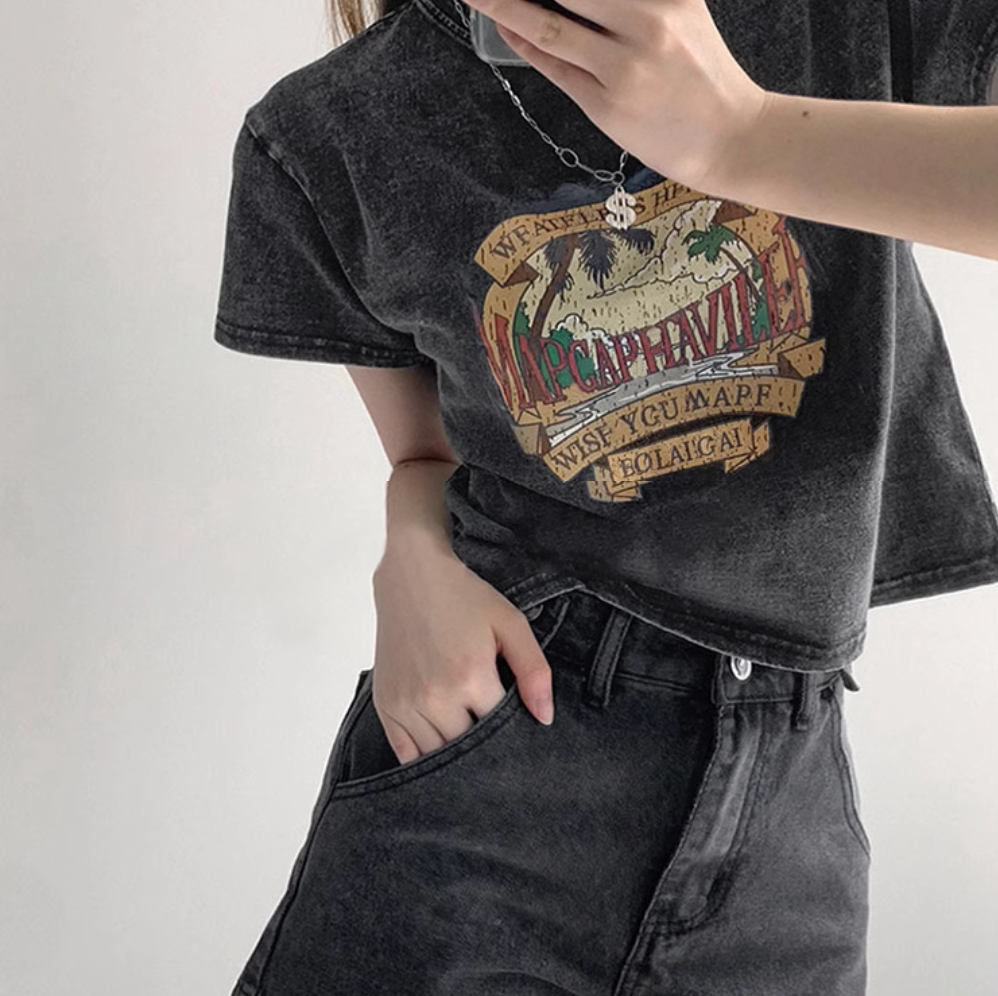 クロップドデザインTシャツ DPB71498