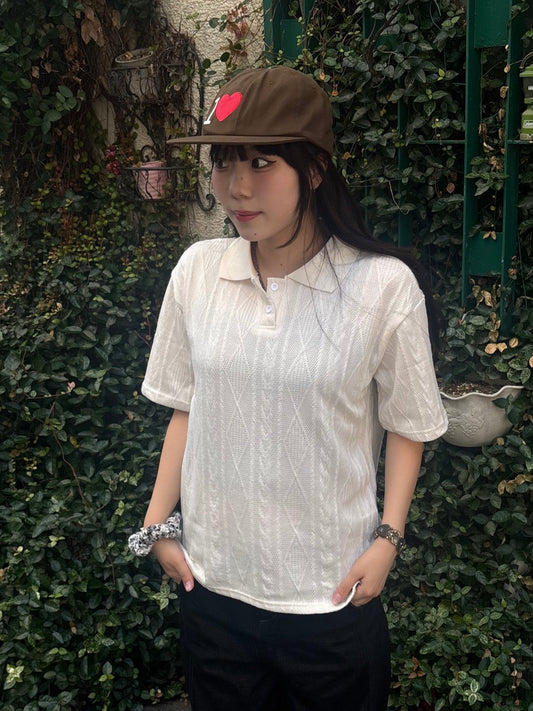 ホワイトニットポロTシャツ DPB89052