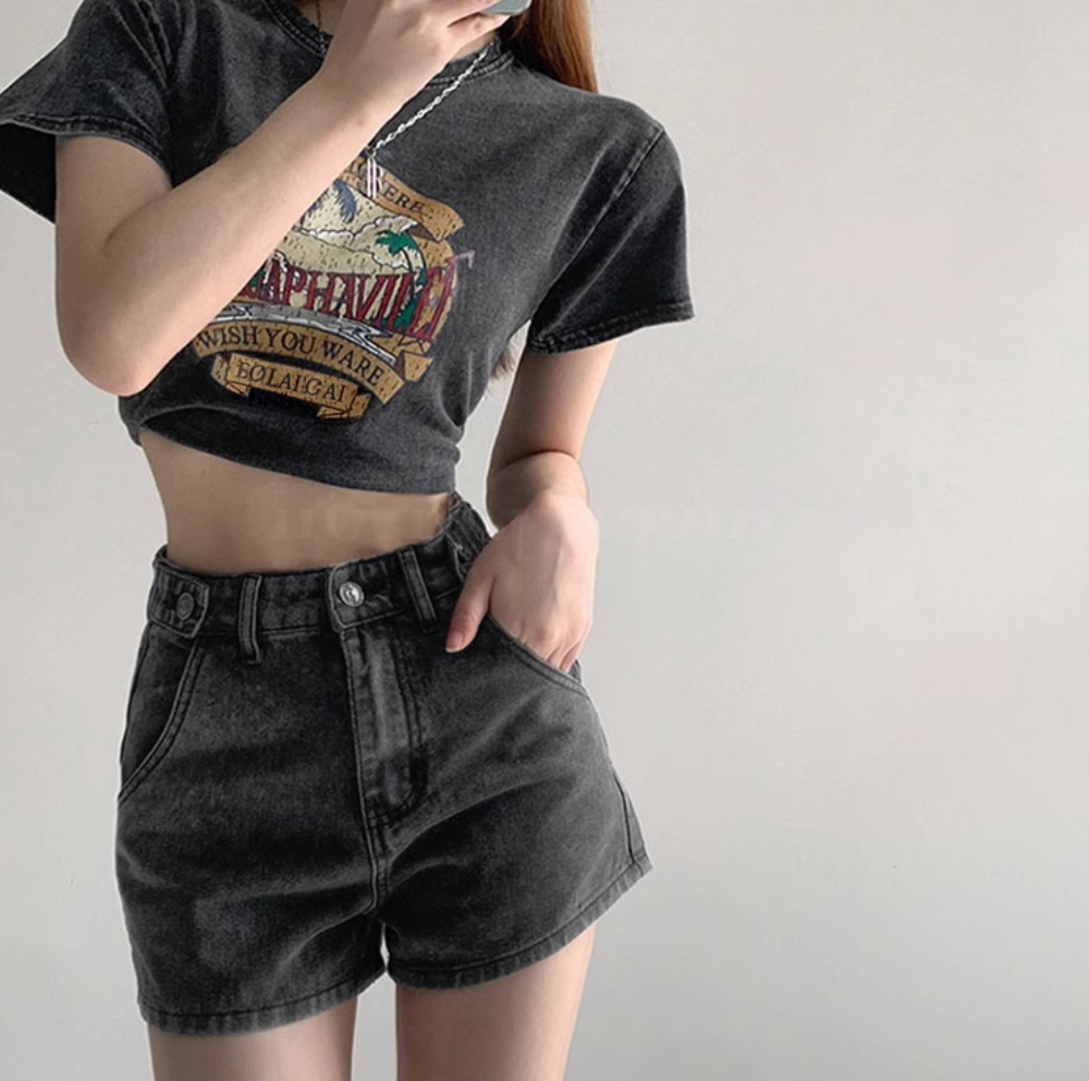 クロップドデザインTシャツ DPB71498