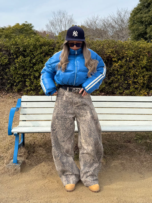 【即納】ダメージレオパードデニムパンツ DPB73528S