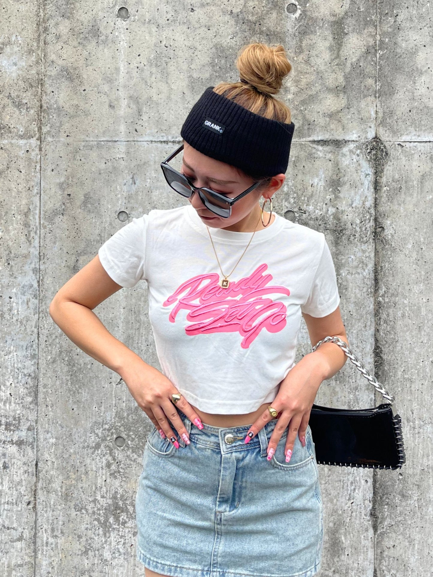 ピンクロゴクロップドTシャツ DPB73091