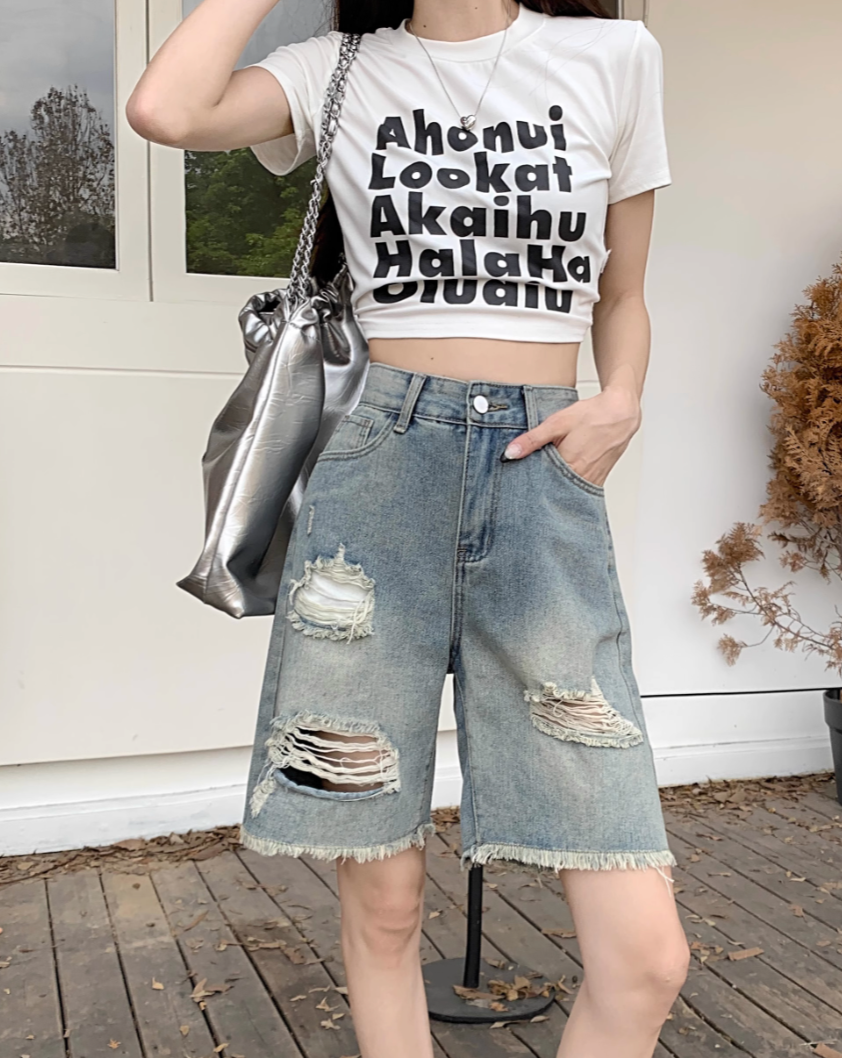 ダメージデニムハーフパンツ DPB71449