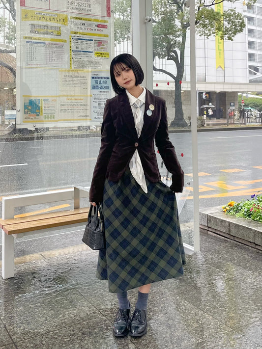 ロングフレアチェックスカート DPB64081