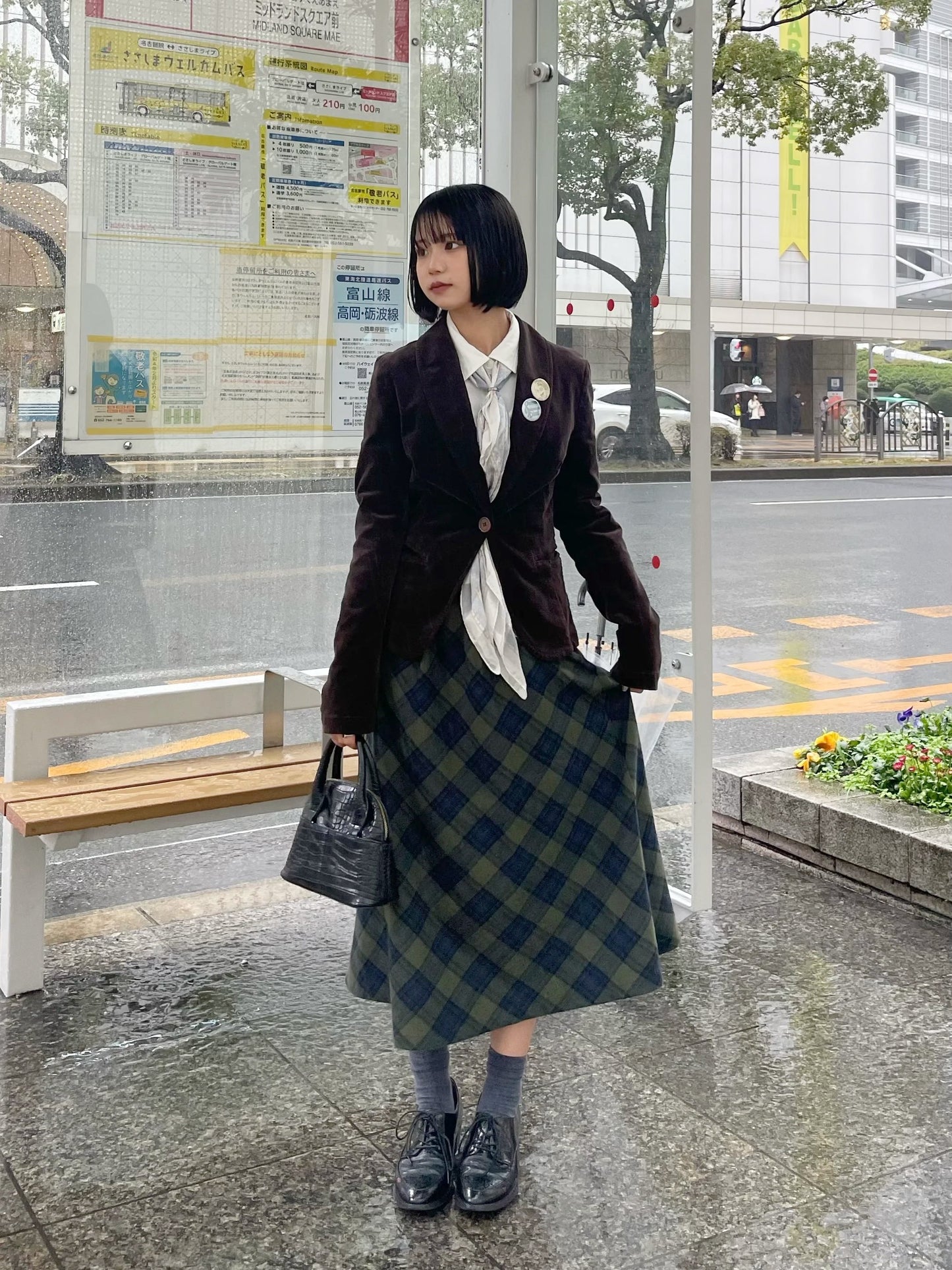 ロングフレアチェックスカート DPB64081