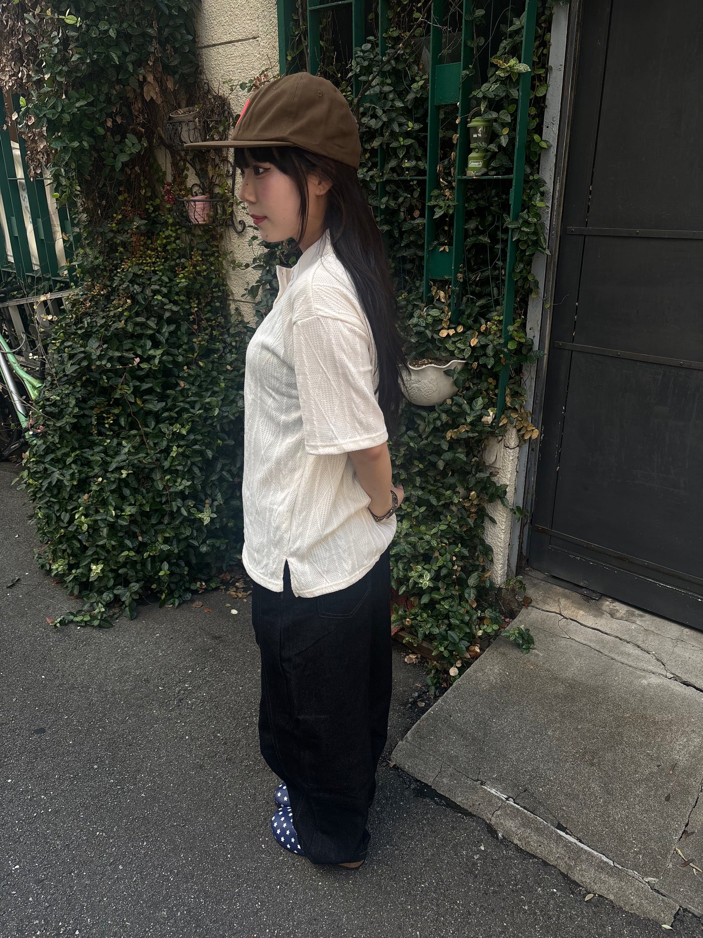 ホワイトニットポロTシャツ DPB89052