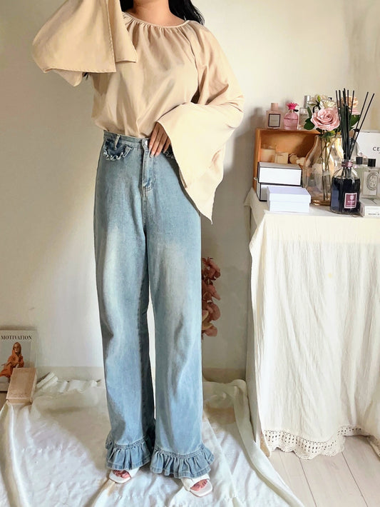 フリルデザインデニムパンツ CPA36012