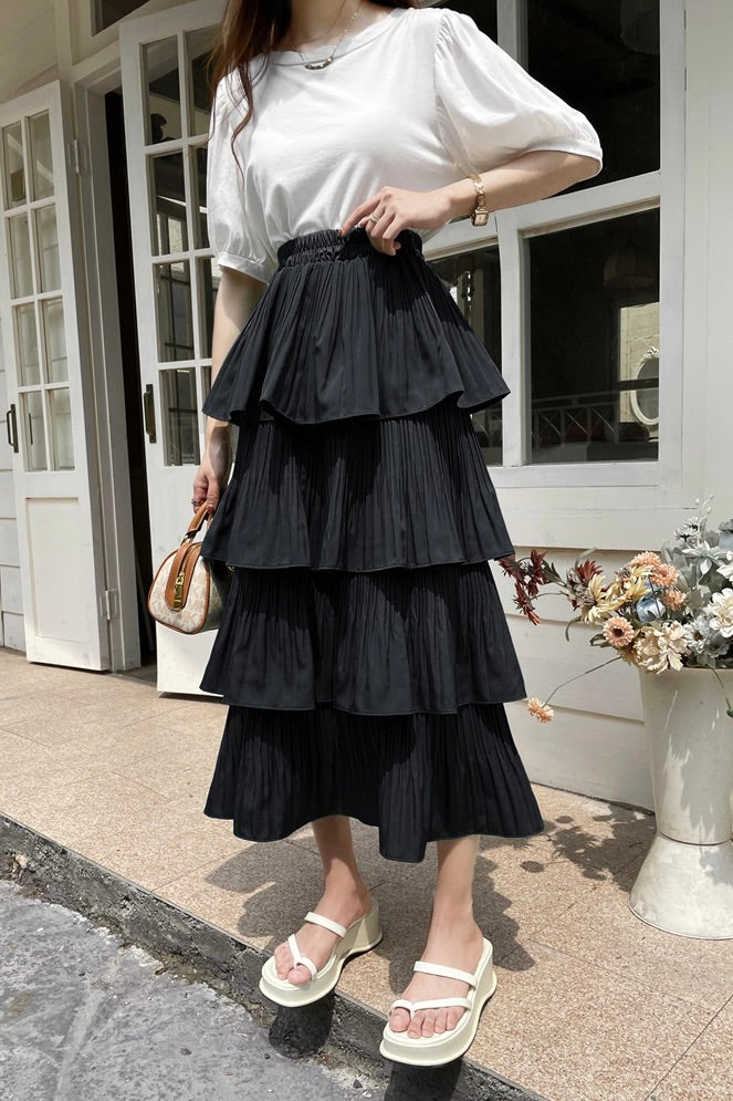 プリーツ風ティアードスカート CPA42199