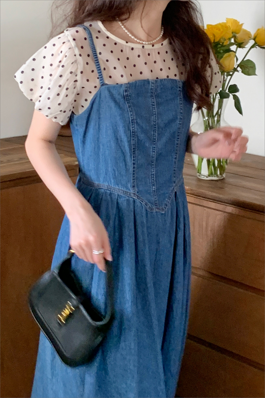 ドットパフスリーブブラウス CPA42138