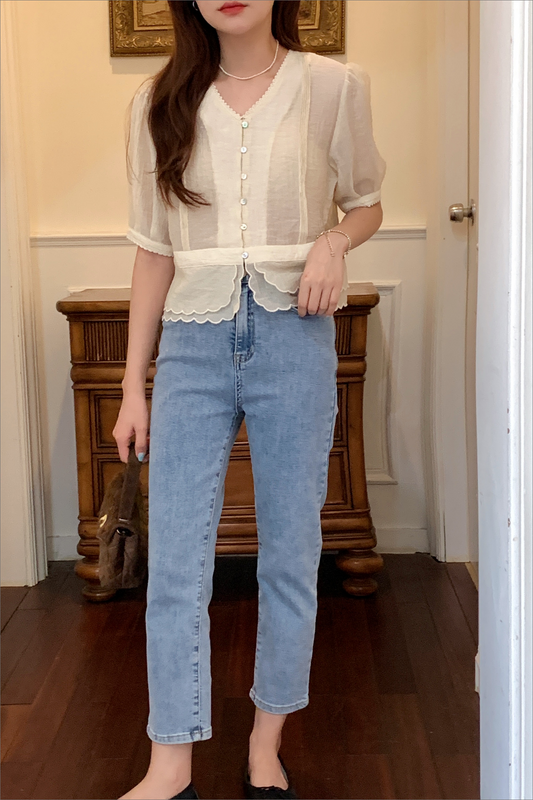 スカラップシアーブラウス CPA42093