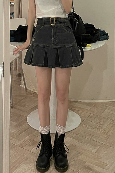 レトロウォッシュデニムスカート DPA01014