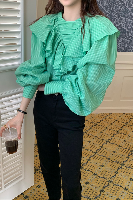 グリーンビックフリルブラウス CPA42062