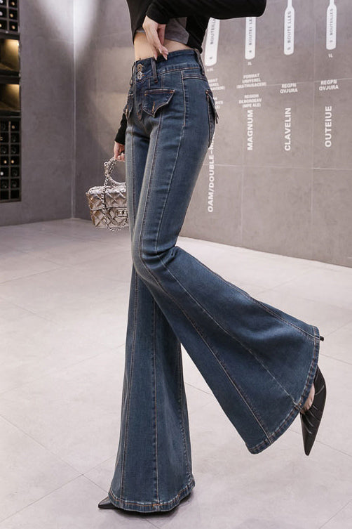 ボタンポケットフレアデニムパンツ DPA01003