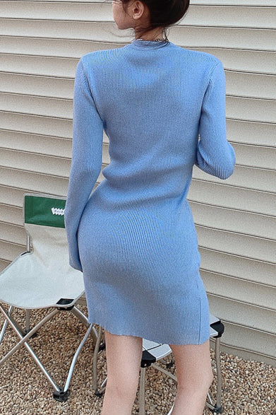 タイトハーフジップニットワンピース DPB71111
