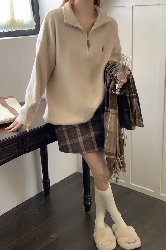 ラビットハーフジップニット CPA42233