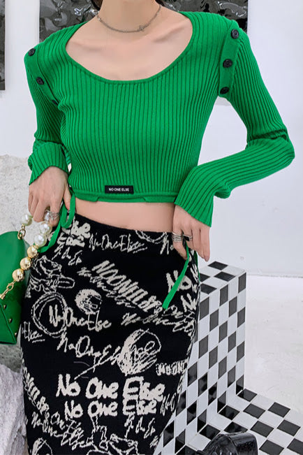 ボタンリブデザインニット DPB71241