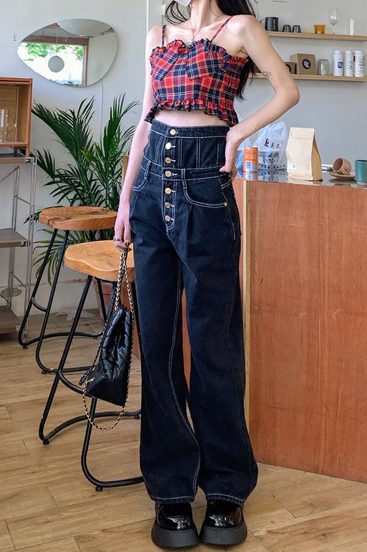 ハイウエストボタンデニムパンツ DPB71197