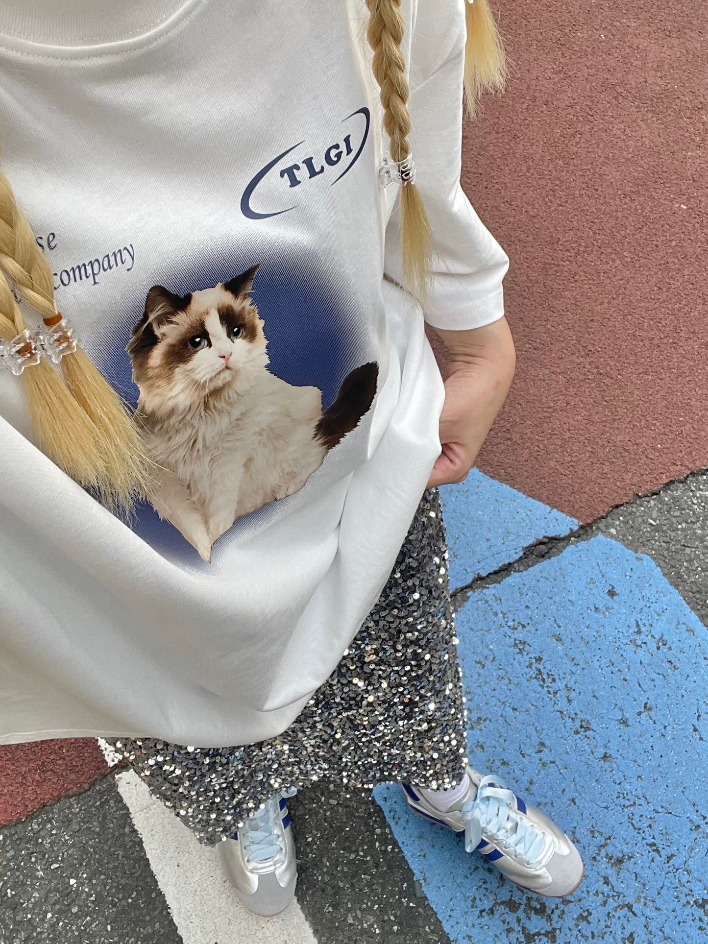 キャットプリントTシャツ DPB58019