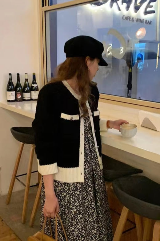 バイカラークルーネックカーディガン CPA42152