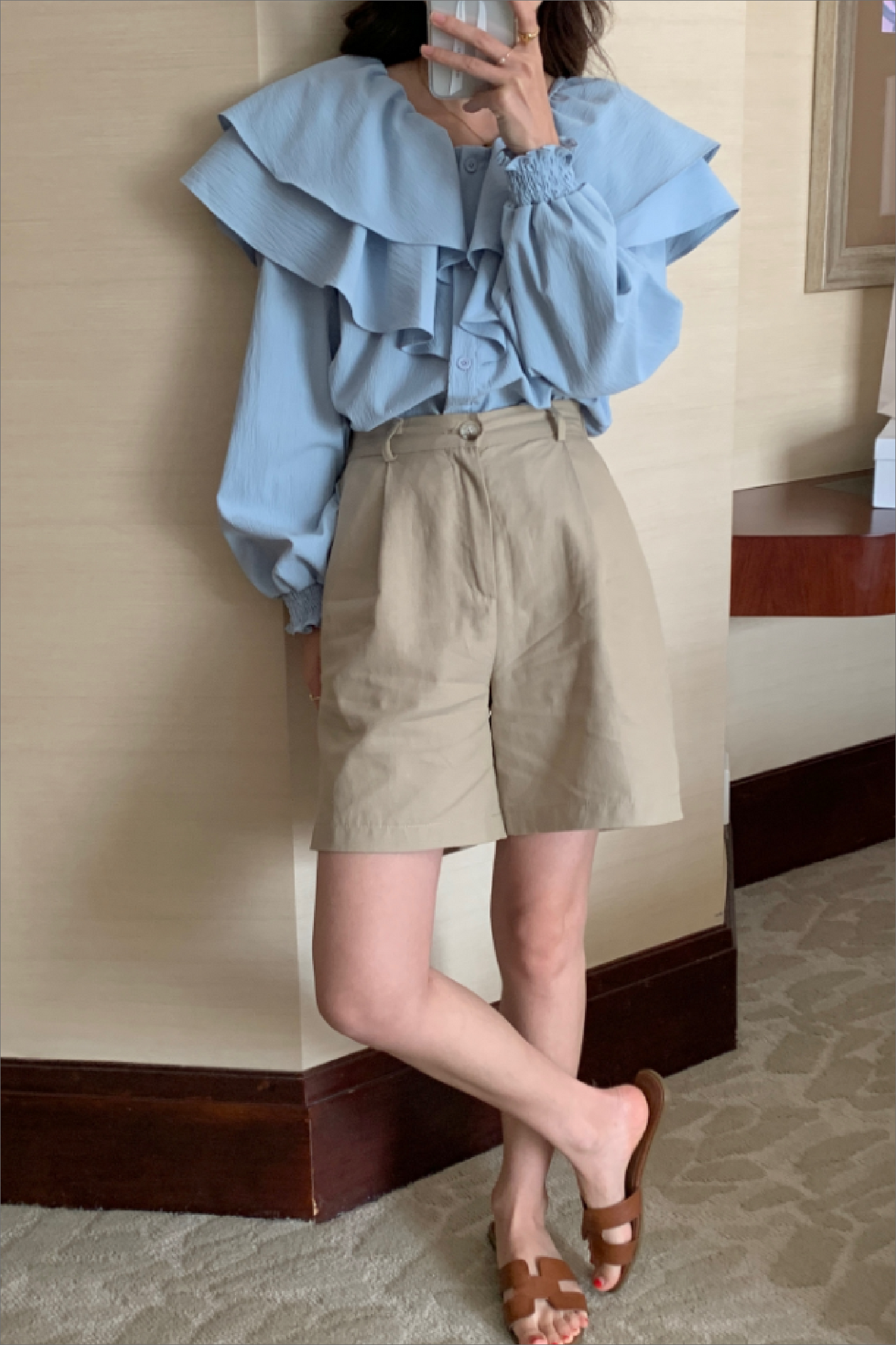 ダブルフリルシャツブラウス CPA42109