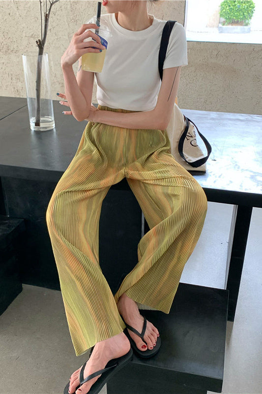イエロークリンプストレートワイドパンツ DPA02021
