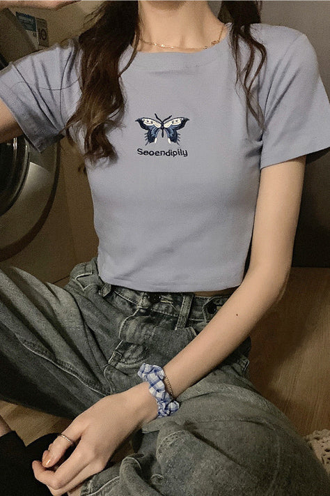 ブルーバタフライショートTシャツ DAA02290