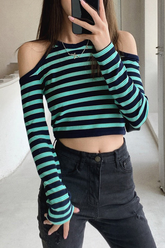 ショルダーオープンボーダーTシャツ DAA03286