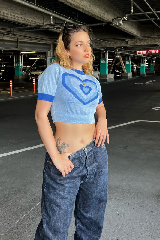 ブルーハートクロップドTシャツ DPA36017