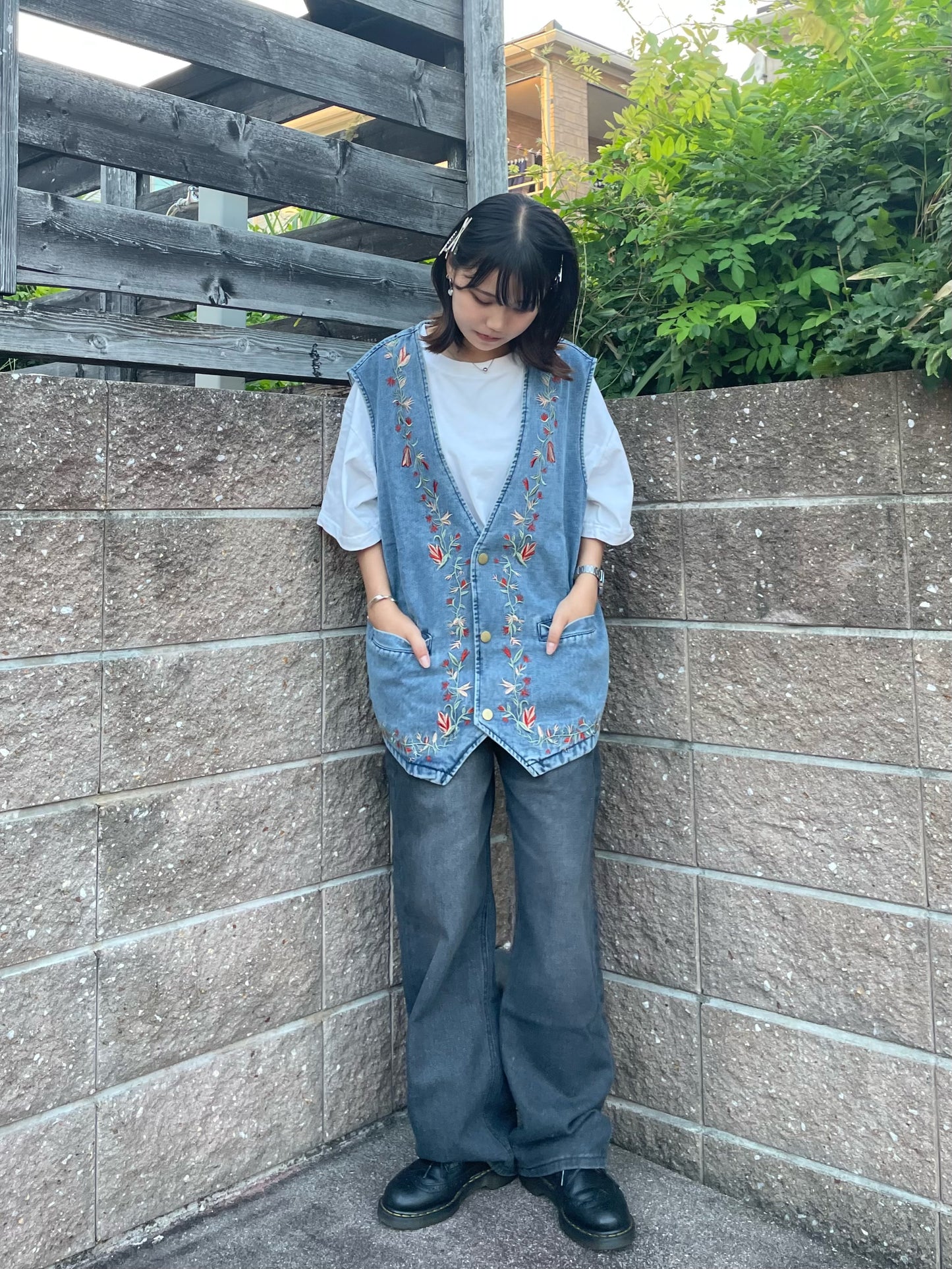 花柄デニムベスト DPB64015