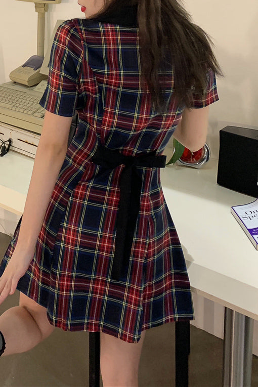 バックリボンチェックワンピース DAA03002