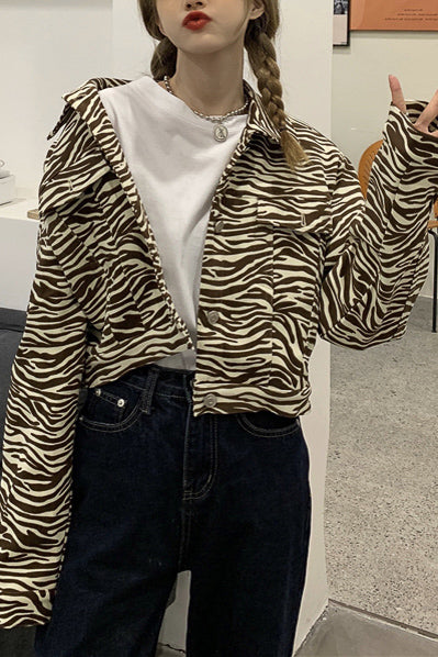 ゼブラ柄ブラウンショートジャケット DPB71108